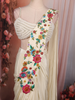 Soft Ivory Solid Design Satin Ready to Wear Draped Saree with Designer Blouse