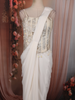 Soft Ivory Solid Design Satin Ready to Wear Draped Saree with Designer Blouse
