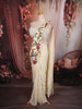 Soft Ivory Solid Design Satin Ready to Wear Draped Saree with Designer Blouse