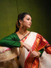 Soft Ivory Traditional Butta Zari Woven Design Pure Kanchipuram Silk Bridal Saree with Contrast  Double Zari Border