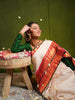 Soft Ivory Traditional Butta Zari Woven Design Pure Kanchipuram Silk Bridal Saree with Contrast  Double Zari Border
