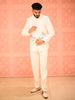 Soft Ivory White Birds Motif Mirror Embellished Design Viscose Men's Suit with Unstitched Pant