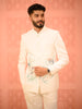 Soft Ivory White Birds Motif Mirror Embellished Design Viscose Men's Suit with Unstitched Pant