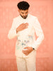 Soft Ivory White Birds Motif Mirror Embellished Design Viscose Men's Suit with Unstitched Pant