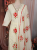 Soft Ivory White Floral Printed Design Cotton Straight Cut Salwar Suit wit Matching Dupatta