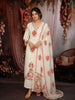 Soft Ivory White Floral Printed Design Cotton Straight Cut Salwar Suit wit Matching Dupatta