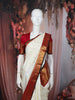 Soft Ivory White Peacock Butta Zari Woven Design Pure Kanchipuram Silk Saree with Contrast Motif Zari Border