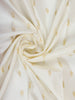 Soft Ivory White Peacock Butta Zari Woven Design Pure Kanchipuram Silk Saree with Contrast Motif Zari Border