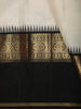 Soft Ivory White Woven Design Pure Kanchipuram Silk Saree with Contrast Temple Zari Border