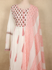 Soft Ivory White with Coral Pink Floral Printed Design Cotton Anarkali Salwar Suit with Dupatta