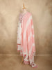 Soft Ivory White with Coral Pink Floral Printed Design Cotton Anarkali Salwar Suit with Dupatta