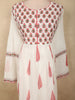 Soft Ivory White with Coral Pink Floral Printed Design Cotton Anarkali Salwar Suit with Dupatta