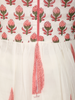 Soft Ivory White with Coral Pink Floral Printed Design Cotton Anarkali Salwar Suit with Dupatta
