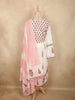 Soft Ivory White with Coral Pink Floral Printed Design Cotton Anarkali Salwar Suit with Dupatta