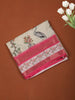 Soft Ivory and Pink Floral Vine Printed Design Chiffon Saree with Contrast Zari Border