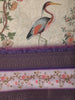 Soft Ivory and Violet Floral Vine Printed Design Chiffon Saree with Contrast Zari Border