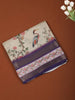 Soft Ivory and Violet Floral Vine Printed Design Chiffon Saree with Contrast Zari Border