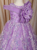 Soft Lavender Butterfly Sequins and Glitter Embroidered Design Net Kids Gown