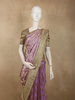 Soft Lavender Diagonal Pattern Zari Woven Design Pure Kanchipuram Silk Saree with Contrast Zari Border