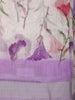 Soft Lavender Floral Printed Design Linen Cotton Casual Wear Saree