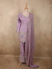Soft Lavender Floral Sequins and Beads Embroidered Design Satin Palazzo Suit with Dupatta