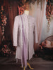 Soft Lavender Floral Vine Thread Embroidered Design Jacquard Sherwani Suit with Dupatta