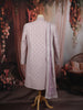 Soft Lavender Floral Vine Thread Embroidered Design Jacquard Sherwani Suit with Dupatta