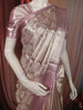 Soft Lavender Geometric Zari Woven Design Pure Kanchipuram Tissue Silk Saree with Peacock Zari Border