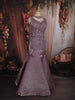 Soft Lavender Heavy Sequins and Beads Embroidered Net Mermaid Lehenga with Choker Dupatta