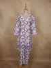 Soft Lavender Lilac Floral Printed Design Cotton Co-ord Set