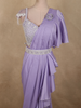 Soft Lavender Lilac Solid Design Satin Ruffled Layered Drape Ready to Wear Draped Saree with Designer Blouse