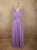 Soft Lavender Lilac Solid Design Shimmer Pleated Party Wear Gown