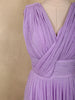 Soft Lavender Lilac Solid Design Shimmer Pleated Party Wear Gown