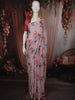 Soft Lavender Pink Floral Vine Sequins Embroidered Design Chiffon Fancy Saree with Lace Border