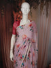 Soft Lavender Pink Floral Vine Sequins Embroidered Design Chiffon Fancy Saree with Lace Border