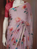 Soft Lavender Pink Floral Vine Sequins Embroidered Design Chiffon Fancy Saree with Lace Border