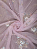 Soft Lavender Pink Floral Vine Sequins and Beads Embroidered Design Organza Party Wear Saree with Scalloped Border
