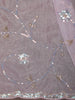 Soft Lavender Pink Floral Vine Sequins and Beads Embroidered Design Organza Party Wear Saree with Scalloped Border