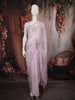 Soft Lavender Pink Floral Vine Sequins and Beads Embroidered Design Organza Party Wear Saree with Scalloped Border