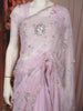 Soft Lavender Pink Floral Vine Sequins and Beads Embroidered Design Organza Party Wear Saree with Scalloped Border