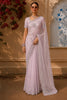 Soft Lavender Pink Floral Vine Sequins and Beads Embroidered Design Organza Party Wear Saree with Scalloped Border