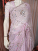 Soft Lavender Pink Floral Vine Sequins and Beads Embroidered Design Organza Party Wear Saree with Scalloped Border