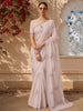 Soft Lavender Pink Leaf Butta Glitter Embellished Design Chiffon Fancy Saree with Lace Border
