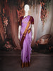 Soft Lavender Purple Floral Butta Zari Woven Design Pure Kanchipuram Silk Saree with Contrast Zari Border