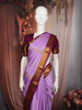 Soft Lavender Purple Floral Butta Zari Woven Design Pure Kanchipuram Silk Saree with Contrast Zari Border