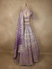 Soft Lavender Purple Floral Sequins and Beads Embroidered Design Banarasi Silk Bridal Lehenga with Designer Dupatta
