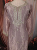 Soft Lilac Floral Sequins and Zari Embroidered Design Tissue Silk Straight Cut Salwar Suit with Dupatta
