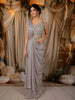 Soft Lilac Heavy Sequins Embroidered Design Shimmer Ready To Wear Saree with Designer Blouse with Hip Belt
