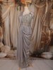 Soft Lilac Heavy Sequins Embroidered Design Shimmer Ready To Wear Saree with Designer Blouse with Hip Belt