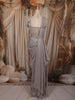 Soft Lilac Heavy Sequins Embroidered Design Shimmer Ready To Wear Saree with Designer Blouse with Hip Belt